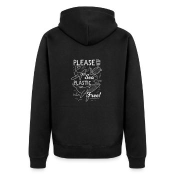 Please Keep the Sea Plastic Free Marine Animals - Unisex Premium Organic Zip Hoodie - black - Back - Nico (187cm)