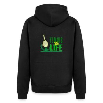 Tennis is Life - Unisex Premium Organic Zip Hoodie - black - Back - Nico (187cm)