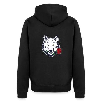 Cadeau de loup-garou blanc rose loup Casanova - Veste à capuche bio Premium Unisexe - noir - Dos - Nico (187cm)
