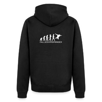 Human Evolution Parachuting Parachute Gift - Unisex Premium Organic Zip Hoodie - black - Back - Nico (187cm)