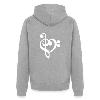 Notenschlüssel Violinschlüssel Bassschlüssel Shirt - Unisex Premium Bio Zip Hoodie - Grau meliert - Hinten - Nico (187cm)