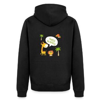 Joyeux anniversaire joyeux anniversaire - Veste à capuche bio Premium Unisexe - noir - Dos - Nico (187cm)
