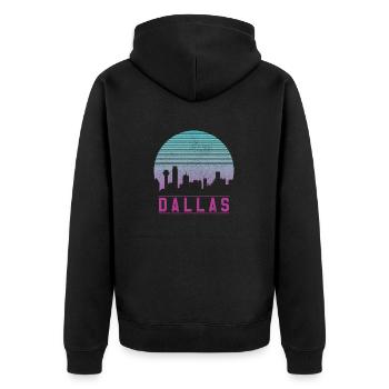 Dallas Skyline Retro - Veste à capuche bio Premium Unisexe - noir - Dos - Nico (187cm)