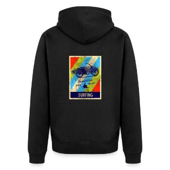 Surfen Retro Vintage Old School - Unisex Premium Bio Zip Hoodie - Schwarz - Hinten - Nico (187cm)