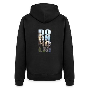 Bornholm Helligdomsklipperne - Unisex Premium Bio Zip Hoodie - Schwarz - Hinten - Nico (187cm)