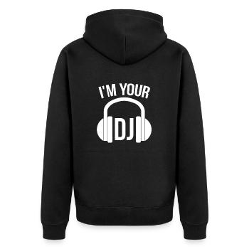 i'm your dj - Unisex Premium Bio Zip Hoodie - Schwarz - Hinten - Nico (187cm)