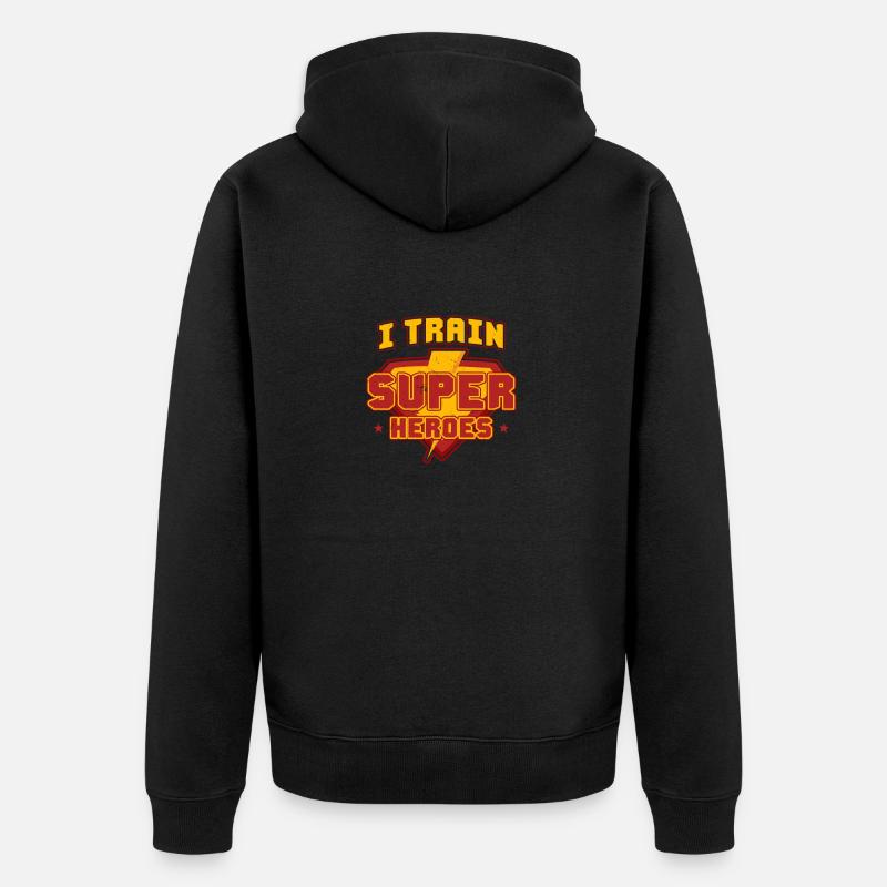 Ich trainiere Superhelden - Unisex Premium Bio Zip Hoodie - Schwarz