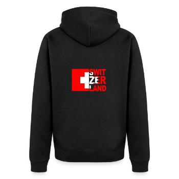 Schweiz Logo - Unisex Premium Bio Zip Hoodie - Schwarz - Hinten - Nico (187cm)