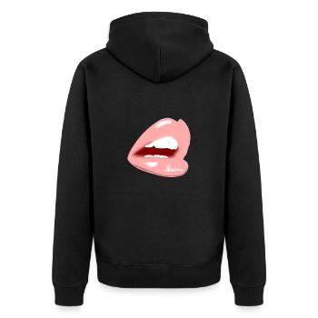 Big Kiss - Unisex Premium Bio Zip Hoodie - Schwarz - Hinten - Nico (187cm)