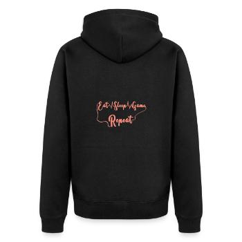 Eat Sleep Game Repeat - Unisex Premium Bio Zip Hoodie - Schwarz - Hinten - Nico (187cm)