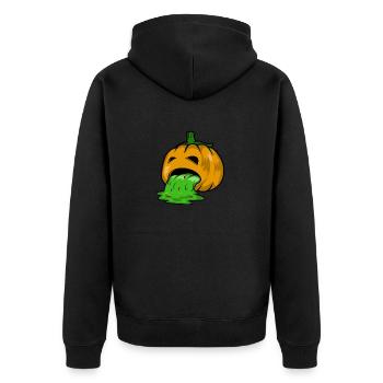 Puking Halloween Pumpkin Shirt - Unisex Premium Organic Zip Hoodie - black - Back - Nico (187cm)
