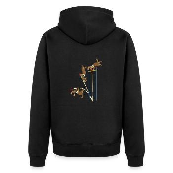 Stabhochsprung Hund - Unisex Premium Bio Zip Hoodie - Schwarz - Hinten - Nico (187cm)