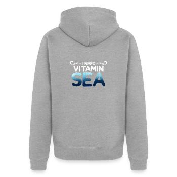 Vitamin Sea - Unisex Premium Organic Zip Hoodie - heather grey - Back - Nico (187cm)