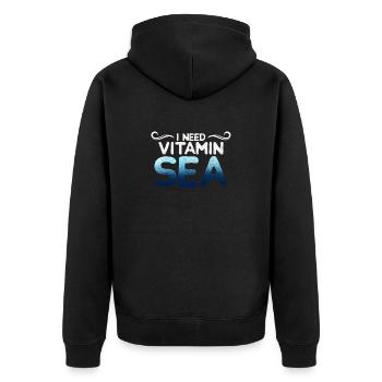 Vitamin Sea - Unisex Premium Bio Zip Hoodie - Schwarz - Hinten - Nico (187cm)