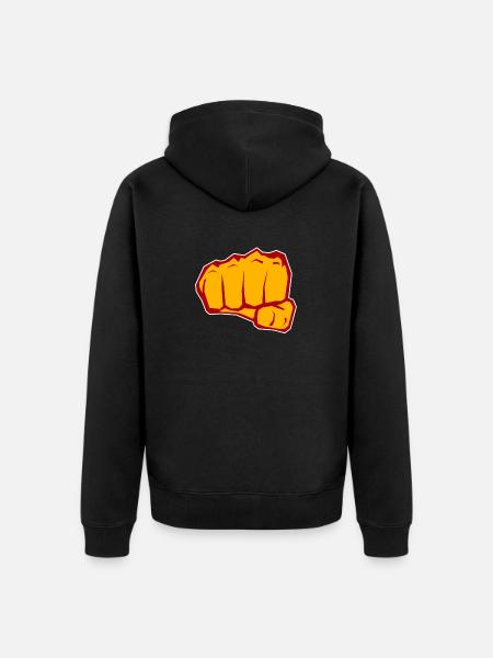 Faust V2 rot gelb - Unisex Premium Bio Zip Hoodie - Schwarz