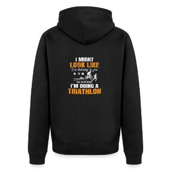 Triathlon triathlete gift - Unisex Premium Organic Zip Hoodie - black - Back - Nico (187cm)