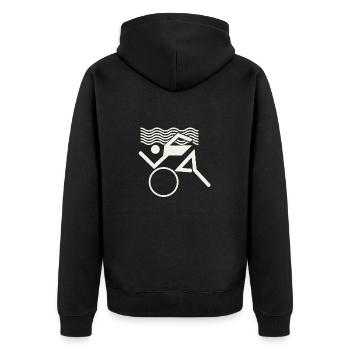 Swim Bike Run - Unisex Premium Bio Zip Hoodie - Schwarz - Hinten - Nico (187cm)