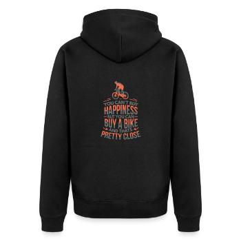 Buy a Bike V2 - Unisex Premium Bio Zip Hoodie - Schwarz - Hinten - Nico (187cm)