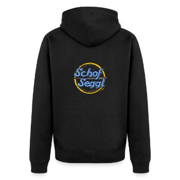 Schof Seggl - Unisex Premium Bio Zip Hoodie - Schwarz - Hinten - Nico (187cm)