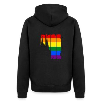 LGBT Gay Pride Love Cologne Cathédrale de Cologne CSD - Veste à capuche bio Premium Unisexe - noir - Dos - Nico (187cm)