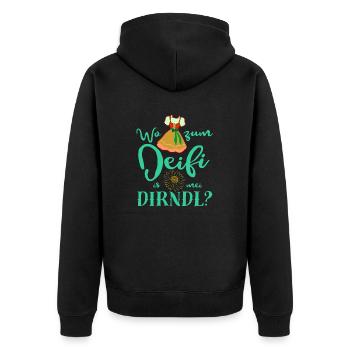 blockedTitle - Unisex Premium Bio Zip Hoodie - Schwarz - Hinten - Nico (187cm)