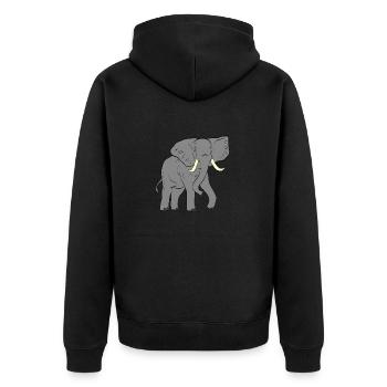 Elefant - Elephant - Unisex Premium Bio Zip Hoodie - Schwarz - Hinten - Nico (187cm)