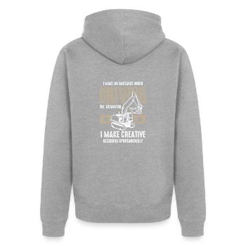 Excavator shirt · construction site · construction machine · creative - Unisex Premium Organic Zip Hoodie - heather grey - Back - Nico (187cm)
