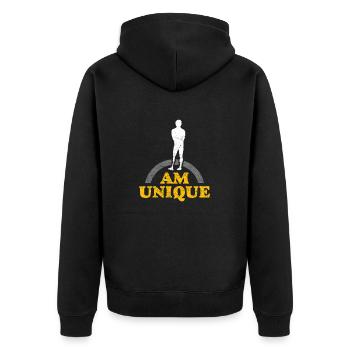 Dysmelie Behinderung - Unisex Premium Bio Zip Hoodie - Schwarz - Hinten - Nico (187cm)