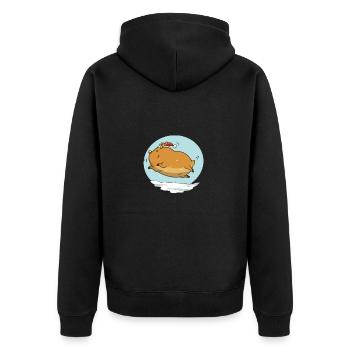 Niedliches Rentier Ren Rentiere Weihnachten Xmas - Unisex Premium Bio Zip Hoodie - Schwarz - Hinten - Nico (187cm)
