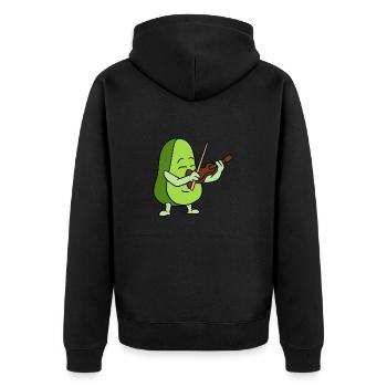 Avocado Playing The Violin - Unisex Premium Organic Zip Hoodie - black - Back - Nico (187cm)