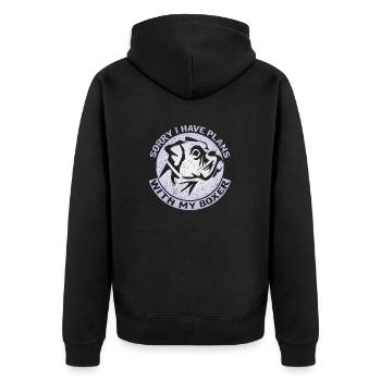 Sorry I Have Plans With My Boxer Bulldog Hund - Unisex Premium Bio Zip Hoodie - Schwarz - Hinten - Nico (187cm)