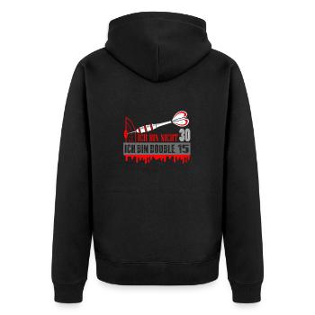 Geschenkidee für Dartspieler runder Geburtstag 30 - Unisex Premium Bio Zip Hoodie - Schwarz - Hinten - Nico (187cm)