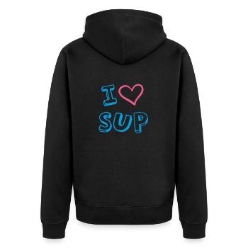 J'AIME SUP - SUP T-Shirt pour fille SUP - Veste à capuche bio Premium Unisexe - noir - Dos - Nico (187cm)