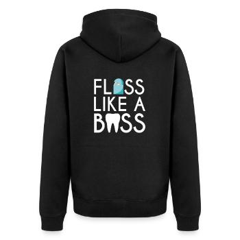 Zahnarzt - Zahnarzt T-Shirt - Spruch - Dentist - Unisex Premium Bio Zip Hoodie - Schwarz - Hinten - Nico (187cm)