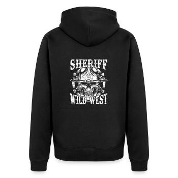 Sheriff Vintage - Unisex Premium Bio Zip Hoodie - Schwarz - Hinten - Nico (187cm)