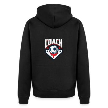Fußballtrainer - Unisex Premium Bio Zip Hoodie - Schwarz - Hinten - Nico (187cm)