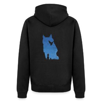 Gift owl owl owl night cemetery full moon - Unisex Premium Organic Zip Hoodie - black - Back - Nico (187cm)