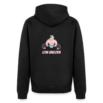 Einhorn Training Workout Krafttraining Gym Unicorn - Unisex Premium Bio Zip Hoodie - Schwarz - Hinten - Nico (187cm)