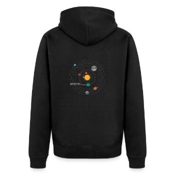 Sonnensystem - Unisex Premium Bio Zip Hoodie - Schwarz - Hinten - Nico (187cm)