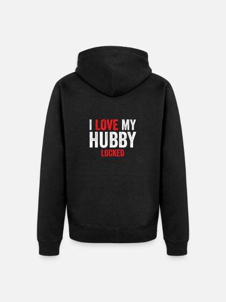 I Love My Hubby Locked - Unisex Premium Organic Zip Hoodie - black