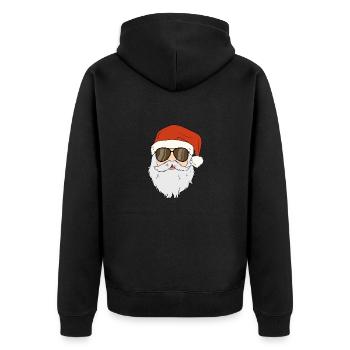 Cool Santa Claus Weihnachtsmann Weihnachten Advent - Unisex Premium Bio Zip Hoodie - Schwarz - Hinten - Nico (187cm)