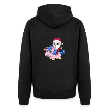 Santa Einhorn Weihnachtsmann Geschenk Tochter - Unisex Premium Bio Zip Hoodie - Schwarz - Hinten - Nico (187cm)