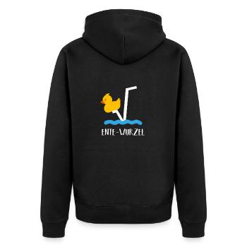 N-Te Ente wurzel mit Wasser - Unisex Premium Bio Zip Hoodie - Schwarz - Hinten - Nico (187cm)
