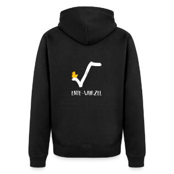 ente wurzel gross gelb DE - Unisex Premium Bio Zip Hoodie - Schwarz - Hinten - Nico (187cm)