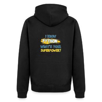 Programmierer Python - Unisex Premium Bio Zip Hoodie - Schwarz - Hinten - Nico (187cm)