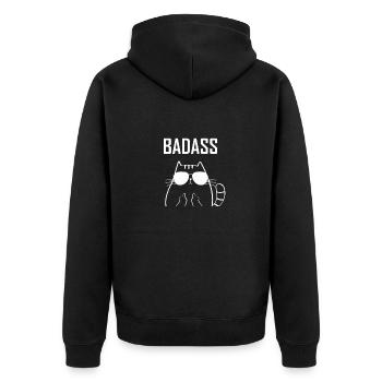 Badass Cat Kitten Cat How Bad Do You Want It - Unisex Premium Organic Zip Hoodie - black - Back - Nico (187cm)