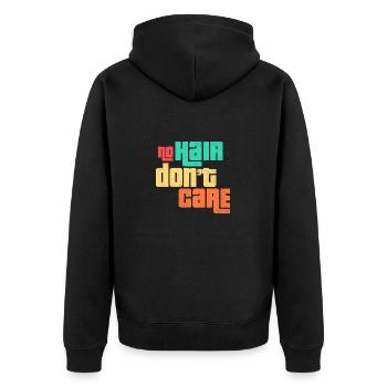 No Hair Don t Care Ohne Haare Is mir egal Geschenk - Unisex Premium Bio Zip Hoodie - Schwarz - Hinten - Nico (187cm)