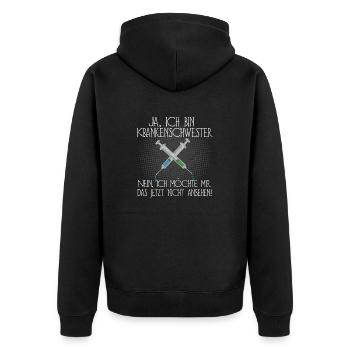 Krankenschwester Spritze anschauen Spritz Geschenk - Unisex Premium Bio Zip Hoodie - Schwarz - Hinten - Nico (187cm)