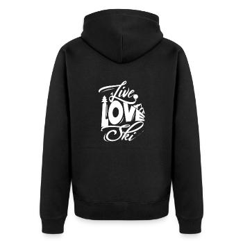 Aime le ski - Veste à capuche bio Premium Unisexe - noir - Dos - Nico (187cm)