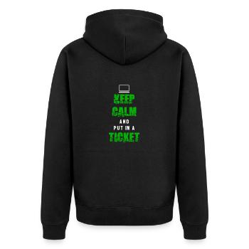 Ticket eröffnen HR-manager technischer Support - Unisex Premium Bio Zip Hoodie - Schwarz - Hinten - Nico (187cm)